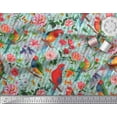 thumbnail image 3 of Soimoi Green Cotton Duck Fabric Stripe,Floral & Parrot Bird Print Fabric by Yard 42 Inch Wide, 3 of 3