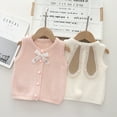 thumbnail image 4 of KYAIGUO Kids Baby Knit Cardigans Vest Jacket for Girls,1-5Y Fall Winter Button down Waistcoat Coats Ruffle Bowknot Soft Comfortable Toddler Round Neck Warm Knit Sleeveless Jacket Top, 4 of 8