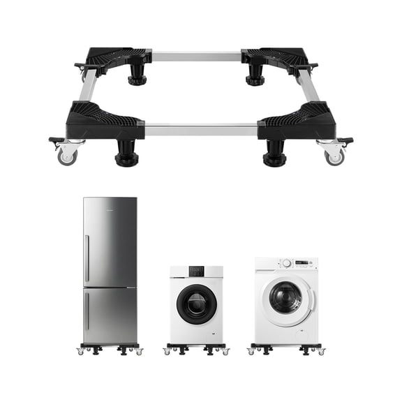 VEVOR Fridge Stand Mobile Base, 1100 lbs Load Capacity, Washing Machine Stand with 8 Locking Twin Wheels and 4 Brakes, 27.5 -35.4 Inches Adjustable Furniture Dolly for Washer, Refrigerator and Dryer