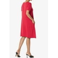 thumbnail image 4 of Robe T-Shirt Évasée à Manches Courtes Col Bateau Longueur Genou avec Poche pour Femmes PLUS, 4 of 6