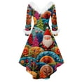 thumbnail image 4 of Christmas Dresses for Women Women's Fashionable V-neck Casual And Form-fitting Christmas Printed Long-sleeved Dress for Holiday Party,Vermilion,2XL, 4 of 5