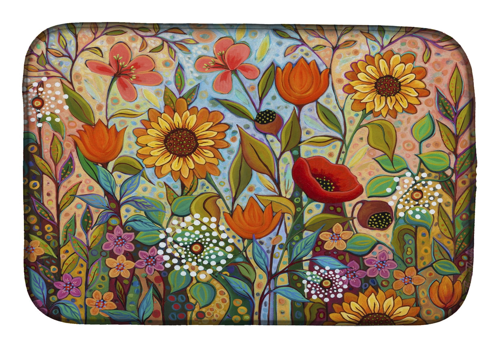 Joy in the Morning Flowers Dish Drying Mat