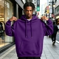 thumbnail image 2 of Sorvello Mens Vintage Fleece Hoodie Loose Fit Pullover Hooded Sweatshirt Long Sleeve Casual Autumn Winter Kangaroo Pocket Dark Purple M, 2 of 7
