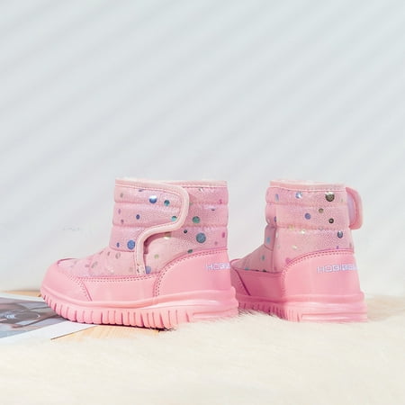 

HOBIBEAR Girls Snow Boots Waterproof Velvet Soft-soled Shoes For Fall Winter New