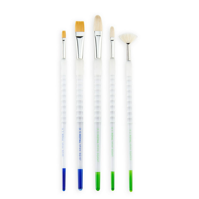 Royal & Langnickel - 5pc Soft Grip Long Handle Artist Paint Brush Set -  Bright Variety