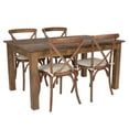 thumbnail image 2 of Flash Furniture HERCULES 60" x 38" Antique Rustic Farm Table Set with 4 Cross Back Chairs and Cushions, 2 of 13