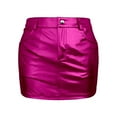 thumbnail image 4 of IWRICH Women's Metallic Shiny Skirts Y2k Low Waist Sparkly Rave Bodycon Mini Skirts with Pockets Hot Pink S, 4 of 4