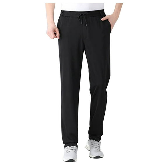 Kureaily Men's Ice Silk Bottom Sweatpants Baggy Pants Athletic Cozy With Pockets Trousers Joggers High Waisted