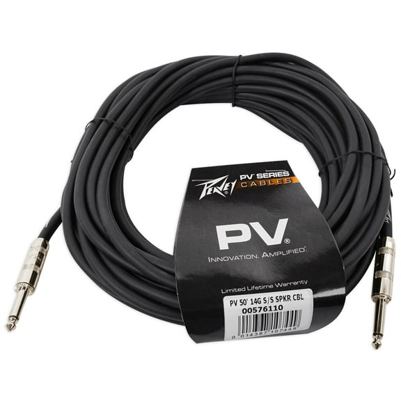Peavey PV 50' Foot 14-Gauge 1/4" TS to 1/4" TS S/S Speaker Cable