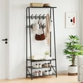 thumbnail image 3 of Coat Rack Stand with Bench, 3-Tier Shoe Storage Shelf, 4-in-1 Freestanding Entryway Organizer with with Hooks for Hallway Living Room, 3 of 8