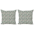thumbnail image 1 of Ambesonne Pug Throw Pillow Cover 2 Pack, Sitting Stretching Dog, 20", Turquoise, 1 of 2
