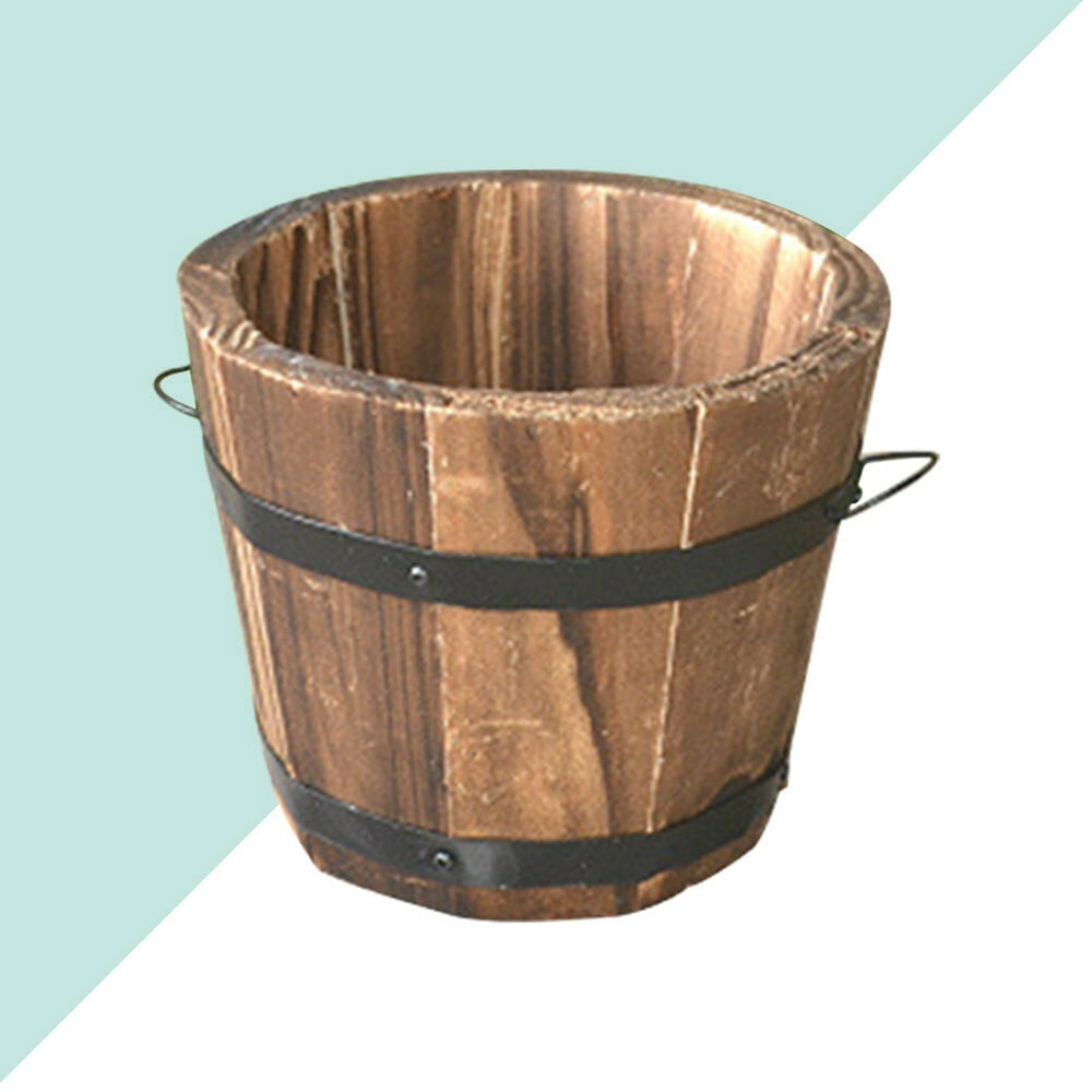HLONKSet of 6 Wooden Flower Pots Wooden Planter Large Plant Vase