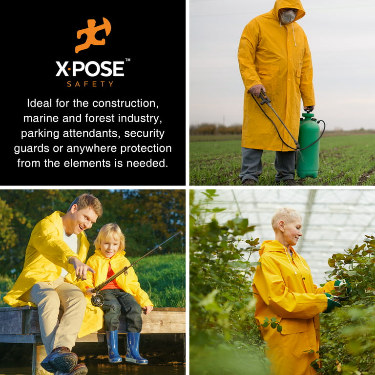 Heavy Duty Yellow Rain Coat – .35mm PVC 48in Raincoat Jacket with  Detachable Hood - Waterproof Slicker - Storm Weather, Raining, Fishing, Wet  Work