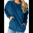 thumbnail image 2 of Sudadera Informal de Larga con Cuello Redondo para Mujer, Sudadera Holgada Azul Oscuro L, 2 of 8