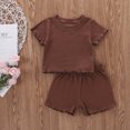 thumbnail image 2 of Fesfesfes Toddler Baby Girls Summer Solid Color Short Sleeve Top + Short+ Headband, 2 of 9