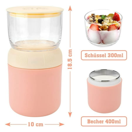 Lunch Pot Yogurt Container Insulated Food Container 2 Tier Detachable Stainless Green, Size: 18.5cmx10cm