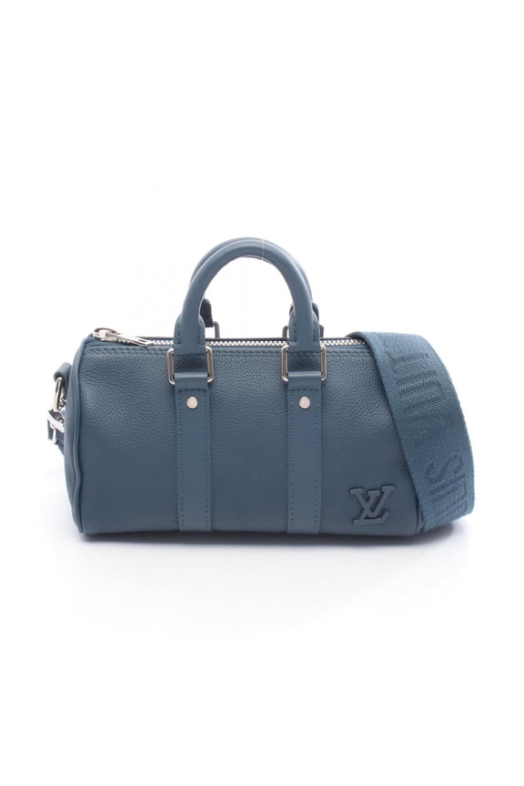 Pre-Owned Louis Vuitton Keepall XS LV Aerogramme Handbag, Leather, Men's, Blue, M81003 (Good)