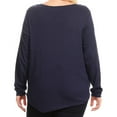 thumbnail image 2 of Plus Size Women Long Sleeve 100% Cotton Rhinestone Casual Blouse Tee T Shirt Top Navy 1XL (17057), 2 of 5