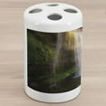 thumbnail image 1 of Waterfall Ceramic Toothbrush Holder, Waterfalls at Sunset Sky in Iceland Scenic Spring Rural Wildlife Art Image, Decorative Versatile Countertop for Bathroom, 4.5" X 2.7", Multicolor, by Ambesonne, 1 of 4