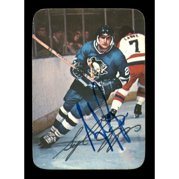 Syl Apps Autographed 1976-77 Topps Glossy Card #13 Pittsburgh Penguins SKU #251666