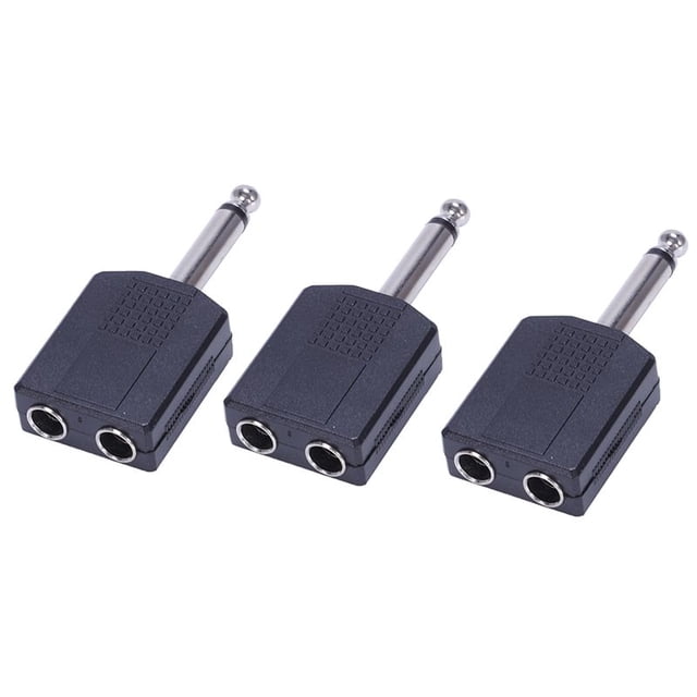 3X Negro 6,35 1/4 Pulgada Macho A Hembra Doble Mono Y Cable de Adaptador de Audio PA