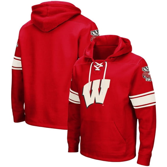 Men's Colosseum Red Wisconsin Badgers 2.0 Lace-Up Pullover Hoodie