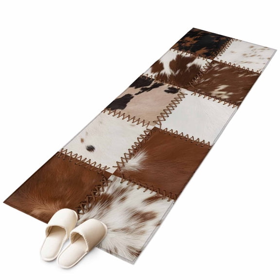 Runner Rugs 2x6 Ft, Brown Beige Non Slip Area Rugs for Kitchen Bedroom Entryway, Vintage Art Plaid Farmhouse Checkered Washable Carpet Runner Rug Floor Mats for Bedroom Home Decor