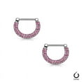 thumbnail image 2 of Nipple Rings Clickers Ion Plated 16ga or 14ga with Double Paved Crystals 1 Pair, 2 of 7