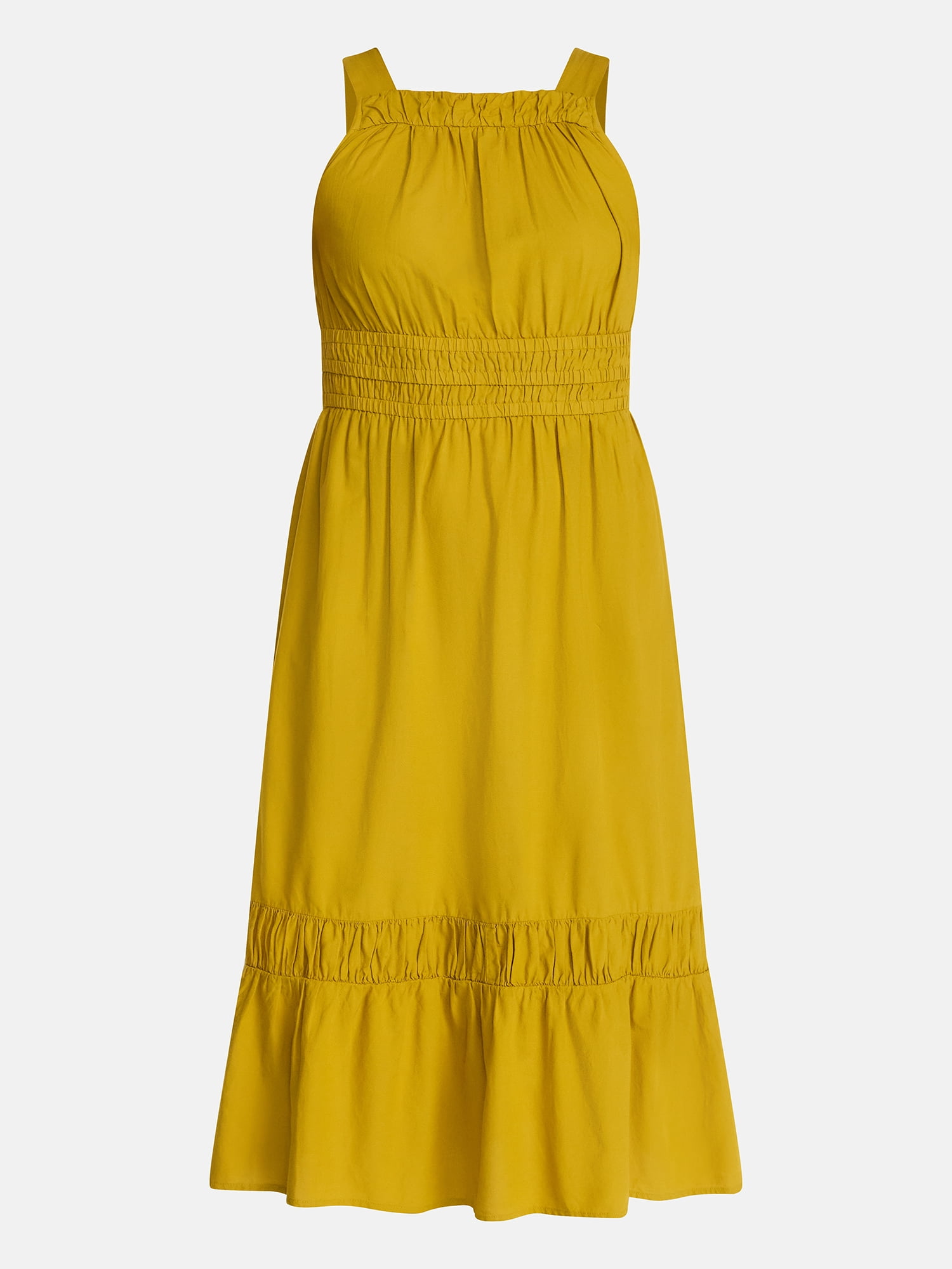 Time and Tru Women's and Women's Plus Smocked Sleeveless Midi Dress, Sizes XS-4X