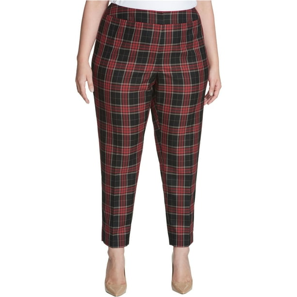 Pantalones de vestir a cuadros Tommy Hilfiger Mujer Rojo 18W