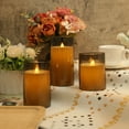 thumbnail image 3 of Glass Battery Operated LED Flameless Candles with Remote and Timer, Real Wax Candles Warm Color Flickering Light for Festival Wedding Home Party Decor(Pack of 3)-Gray, 3 of 9