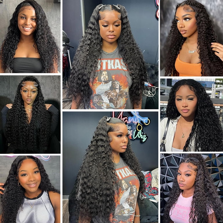 Deep Wave Lace Front Wig 180% Density 4x4 Closure Human Hair Glueless Amazon.com : FIRIEYA Deep Wave Lace Front Wigs Human Hair  main image 4