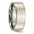 thumbnail image 4 of Titanium 14k Yellow Inlay Flat 8mm Polished Band Ring 13 Size, 4 of 6