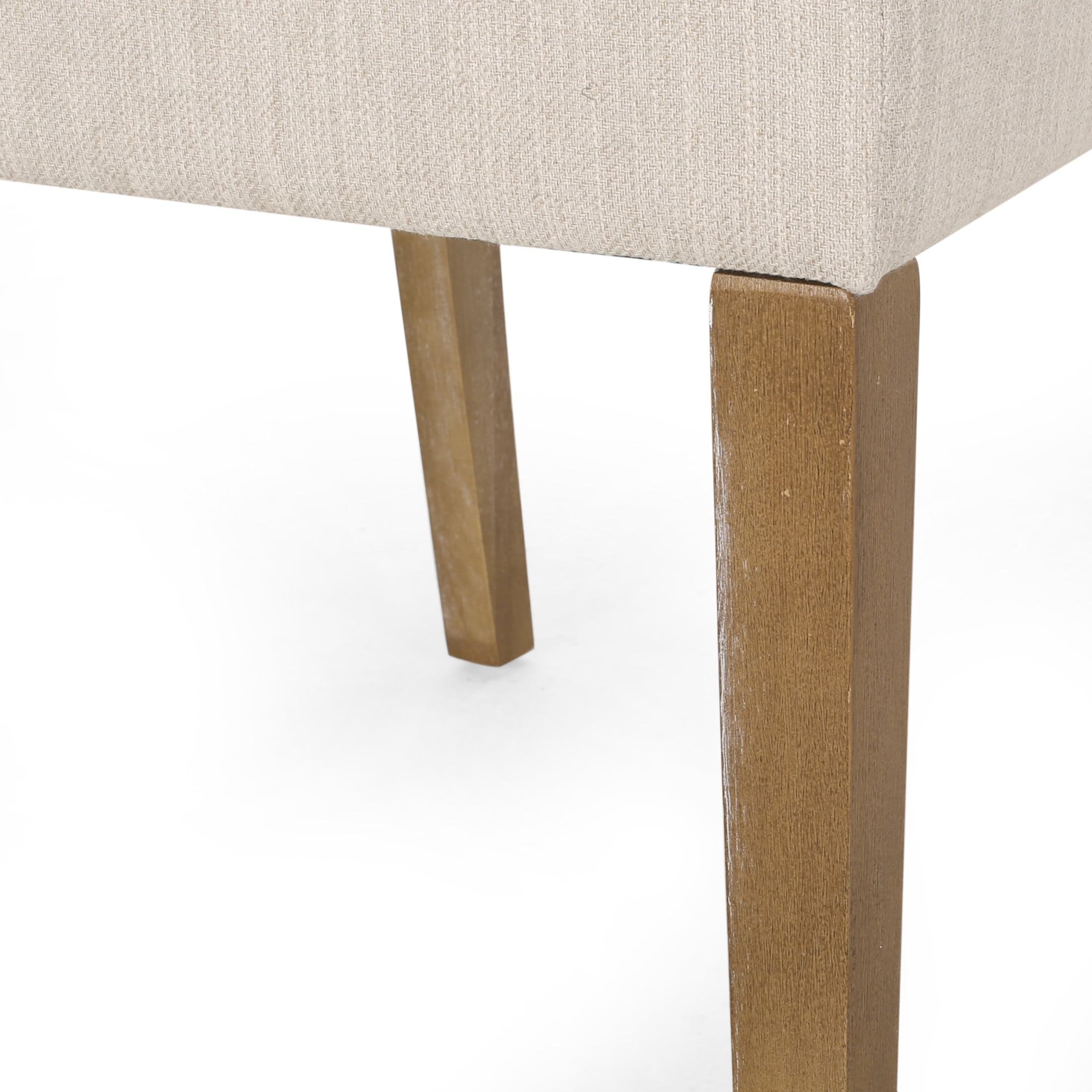 Christopher Knight Home Set of 4 Upholstered Dining Chairs with Solid Wood Legs, Natural + Beige