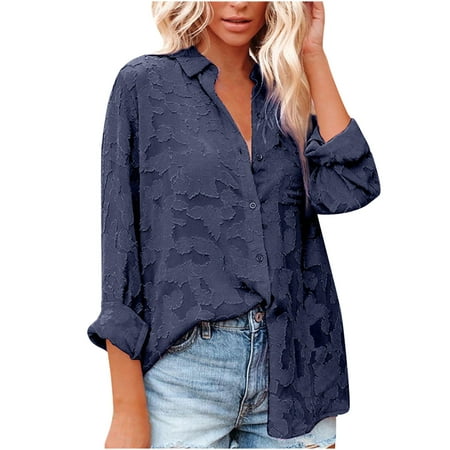 Women's Long Sleeve Button Front Tops Sexy Mesh Hollow Out Blouses with Pockets Loose Fit Casual T Shirts for Ladies Blusas de Mujer de Moda Casuales Bonitas Blusas Elegantes