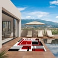thumbnail image 3 of Red Black Geometric Outdoor Rug for Patio/Deck/Porch, Non-Slip Large Area Rug 3 x 5 Ft, Contemporary Gray Abstract Stripes Indoor Outdoor Rugs Washable Area Rugs, Reversible Camping Rug Carpet Runner, 3 of 8