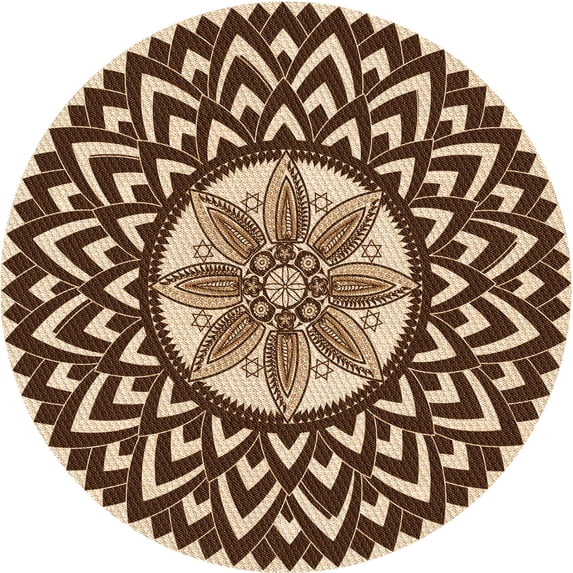 Ahgly Company Machine Washable Indoor Square Transitional Red Brown Area Rugs, 3' Square