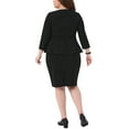 thumbnail image 3 of Agnes Orinda Robe Crayon Peplum Grande Taille pour Femmes Col Rond Manches 3/4 Évasée Fourreau Bureau Affaires Robes 1X Noir, 3 of 6