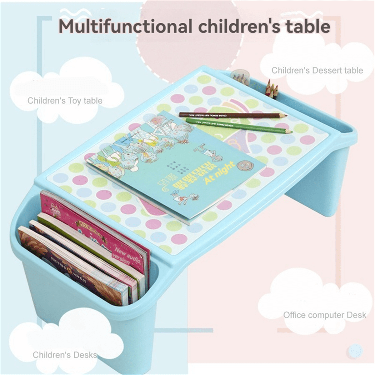 Kids Lap Desk Tray, Kids Portable Lap Tray Plastic Lap Desk for Bed Classroom Laptop Kids Car Activity Dining Floor Blue