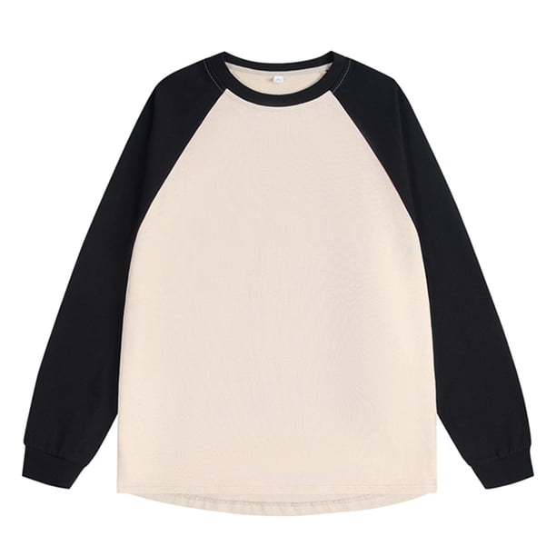 pstuiky manga larga para hombre, Camiseta de cuello redondo para hombre, de manga larga y color combinado, blusa de cuello redondo y manga larga camisetas de hombre m