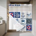 thumbnail image 4 of Summer Nautical No Hook Shower Curtain with Snap in Liner Blue Anchor Lighthouse Crab Whale Patchwork Waterproof Bathroom Shower Curtain with See Through Top Window for Bathtub 72" x 72", 4 of 9