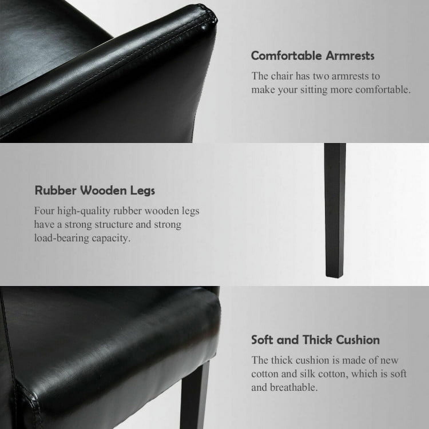 Finihen PU Leather Arm Chair, Lounge Chair, Modern PU Leather Executive Arm Chair Sofa, for Home, Office, Black Finihen PU Leather Arm Chair, Lounge Chair, Modern PU Leather Executive Arm Chair Sofa, for Home, Office, Black
