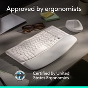 Logitech Wave Keys Wireless Ergonomic Keyboard with Cushioned Palm Rest, Comfortable Natural Typing, Easy-Switch, Bluetooth, Logi Bolt Receiver, for Multi-OS, Windows/Mac - Off White