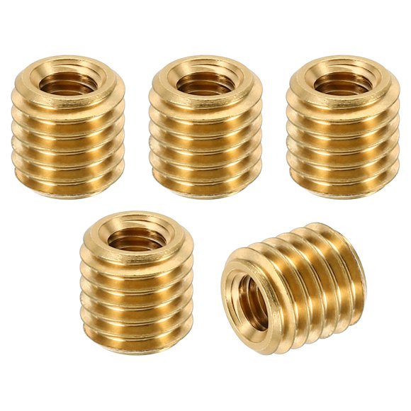 Unique Bargains Brass Threaded Repair Insert Nut, 5 Pcs M10x1.5 to M6x1 Thread Sleeve Inserts Reducing Nut Screw Sleeves 10mm