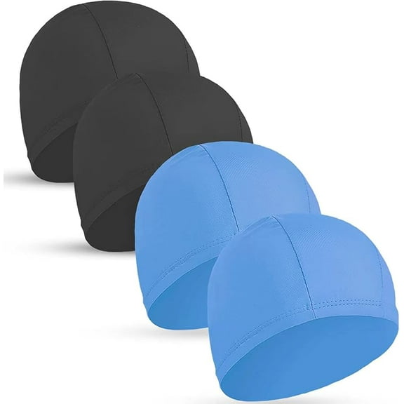4 pcs Elastic Swim Caps for Both Women & Men & Kids Fabric Durable Non-Waterproof Cloth Swimming Pool Cap Elastic Bathing Cap