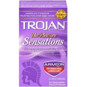 TROJAN Her Pleasure Sensations Armor Spermicidal Lubricant Latex Condoms 12 Each (Pack of 2)