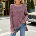 thumbnail image 2 of RMGVDSD Sweaters For Women Side Split Oversized Pullover Tops Crew Neck Long Sleeve Shirt Sweater Solid Color Pullover Knit Sweater Top /Wine, 2 of 6