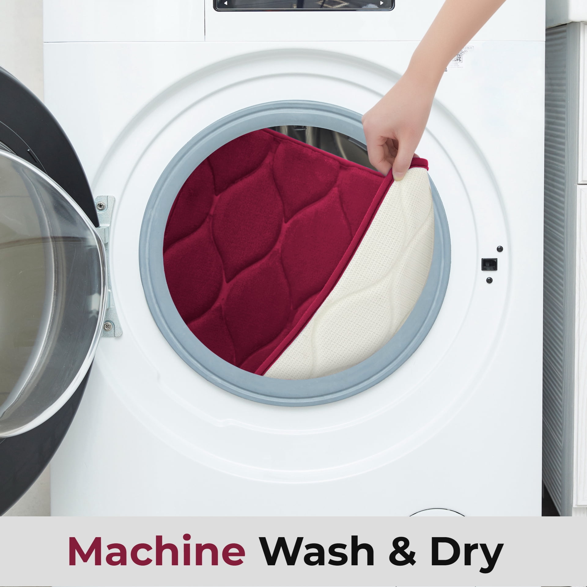 Yafa Home Fashion 1pc:17" X 24" Bath Rug, Memory Foam; Water Absorbent & Non-Slip Bathmats(Burgundy)
