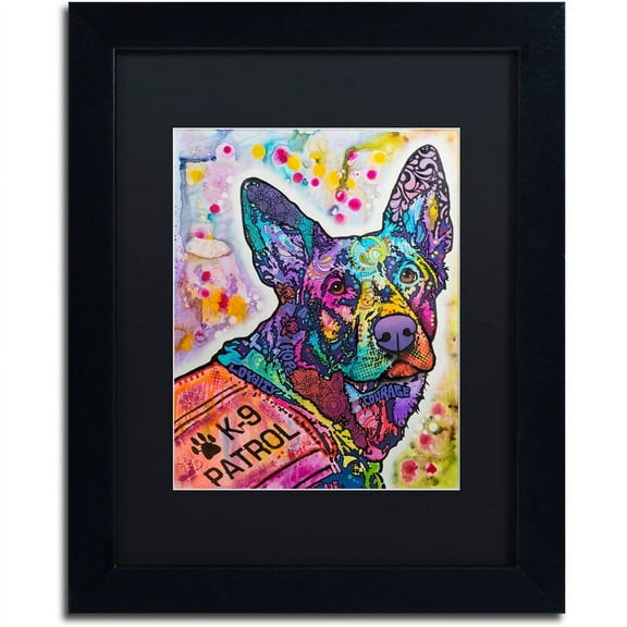 Trademark Fine Art "K-9 Patrol Large-003" Canvas Art by Dean Russo, Black Matte, Black Frame