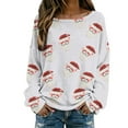 thumbnail image 1 of Hauts, T-Shirts et Chemisiers pour Femmes Décontractés à Imprimé de Noël, T-Shirt à Col Rond, Chemise à Manches Longues, Chemisiers Grande Taille pour Femmes, Blanc, G, 1 of 5